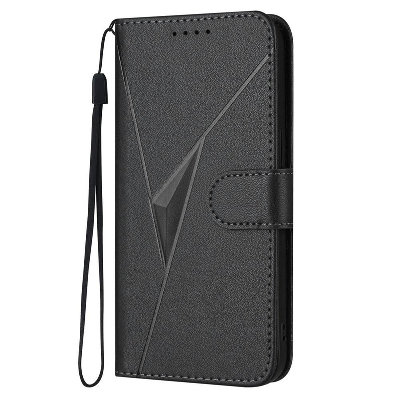 HuHa Case Cover For Redmi K80 / Xiaomi Poco F7 Pro Triangle Pattern Buckle Clasp Leather Phone Case(Black) - Image 2