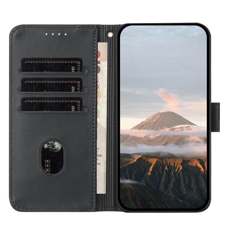 HuHa Case Cover For Redmi K80 / Xiaomi Poco F7 Pro Triangle Pattern Buckle Clasp Leather Phone Case(Black) - Image 3