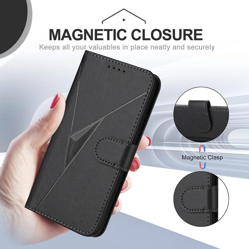 HuHa Case Cover For Redmi K80 / Xiaomi Poco F7 Pro Triangle Pattern Buckle Clasp Leather Phone Case(Black) - Image 5