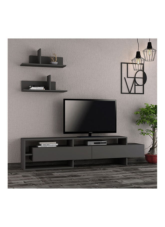 Mourah Home Gara TV Unit Up To 60 Inches With Storage - Dark Grey - 2 Years Warranty  - Image 1