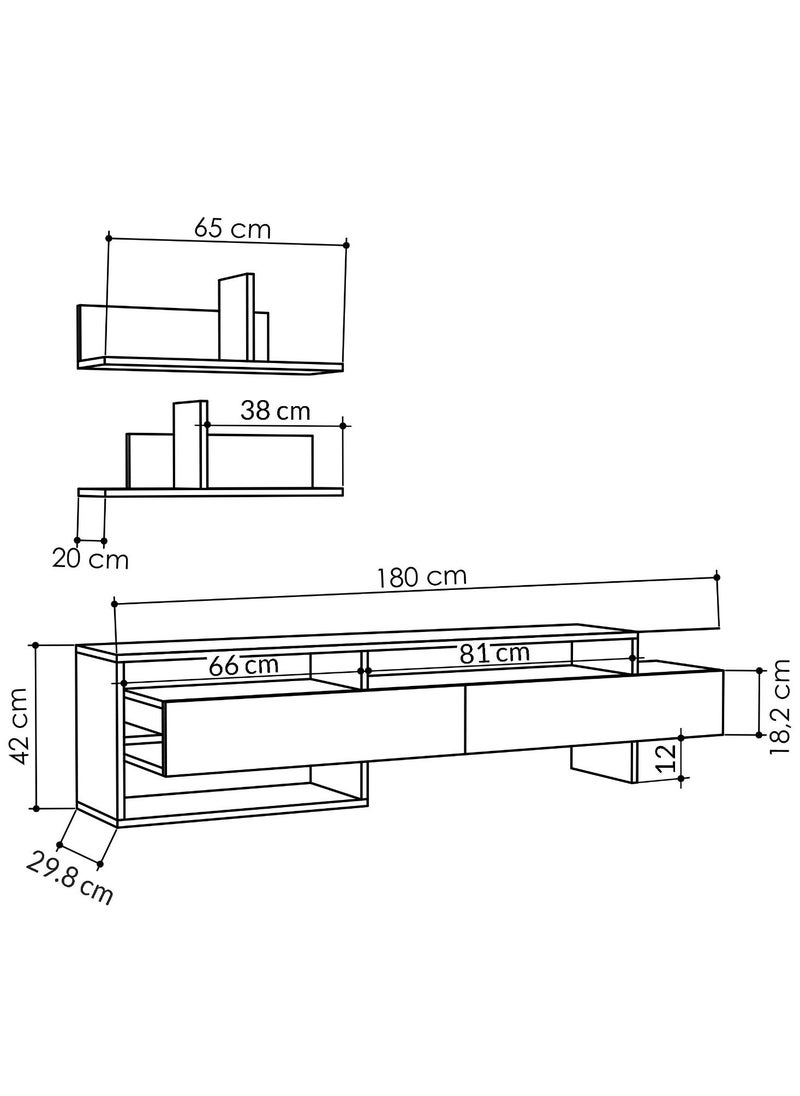 Mourah Home Gara TV Unit Up To 60 Inches With Storage - Dark Grey - 2 Years Warranty  - Image 3