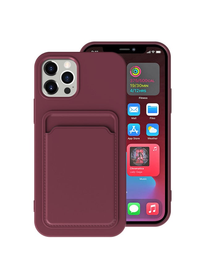 All-in-one Card Holder Suitable For Iphone14promax Mobile Phone Case Apple 13 Tpu Frosted Soft Case Protective Cover-Color:Plum Color-Applicable Model:X/XS