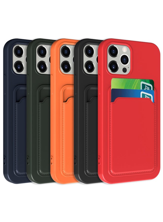 All-in-one Card Holder Suitable For Iphone14promax Mobile Phone Case Apple 13 Tpu Frosted Soft Case Protective Cover-Color:Plum Color-Applicable Model:X/XS