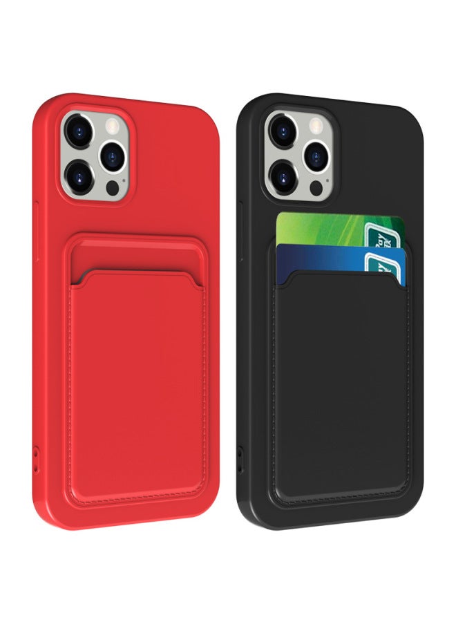 All-in-one Card Holder Suitable For Iphone14promax Mobile Phone Case Apple 13 Tpu Frosted Soft Case Protective Cover-Color:Plum Color-Applicable Model:X/XS
