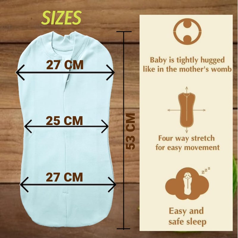 MammaChamp POD Zipper Swaddle Sleeping Bag Blankets Wrap Sack for Newborn Infant Baby 0-3 Months (Pack-of 2) (Biscuit + Light Blue) - Image 3