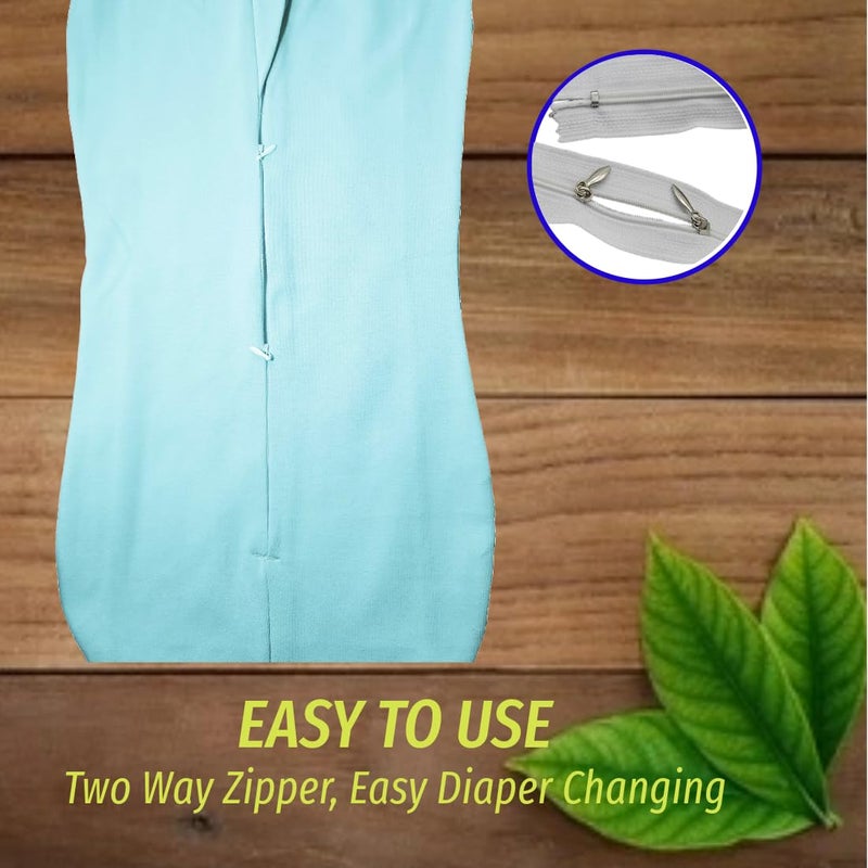 MammaChamp POD Zipper Swaddle Sleeping Bag Blankets Wrap Sack for Newborn Infant Baby 0-3 Months (Pack-of 2) (Biscuit + Light Blue) - Image 5