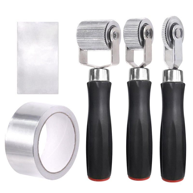 Rustark 4Pcs Car Sound Deadening Roller Set with 66 Feet Aluminum Foil Tape 3 Different Sizes Auto Soundproofing Rollers and Tape for Car Noise Sound Deadening Installation 6mm 20mm 40mm