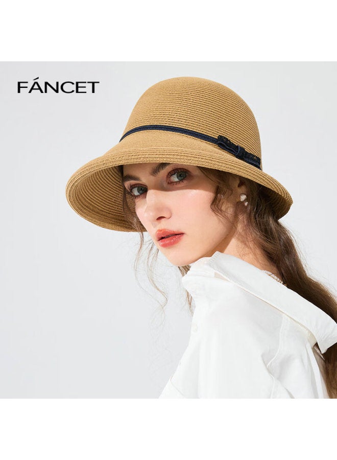 Fancet Women's Summer Foldable Elegant French Style Straw Hat Uv Protection Beach Sun Hat For Travel And Vacation - Image 1