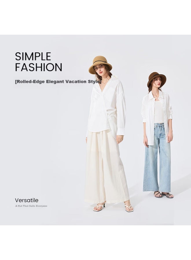 Fancet Women's Summer Foldable Elegant French Style Straw Hat Uv Protection Beach Sun Hat For Travel And Vacation - Image 4