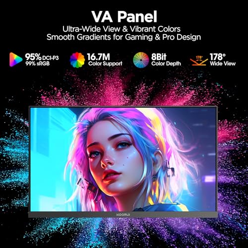 KOORUI 27'' 240Hz Gaming Monitor, Fast VA,1ms FHD 1080p, 95% DCI-P3 Adaptive Sync,DisplayPort 1.4 HDMI 2.0, Xbox PS5 Switch Ready, VESA, Tilt, Black, GN02 - Image 4