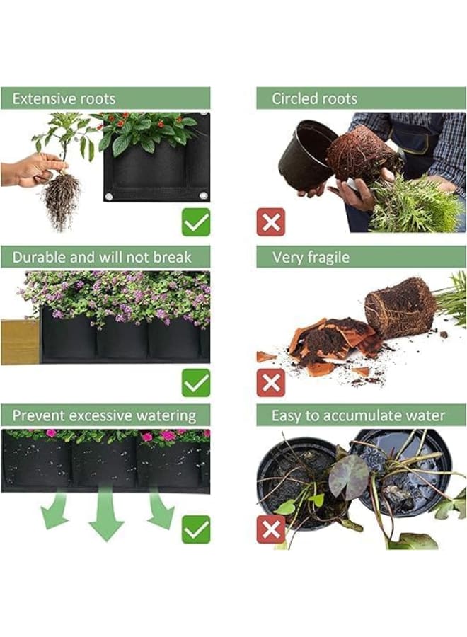 Meridian Vertical Wall Hanging Planter, 300gsm Felt Fabric, Garden Outdoor Planter with 4 Felt Pockets for Flowers, Vegetables, Herbs, Black (66 x 20cm) - Image 3