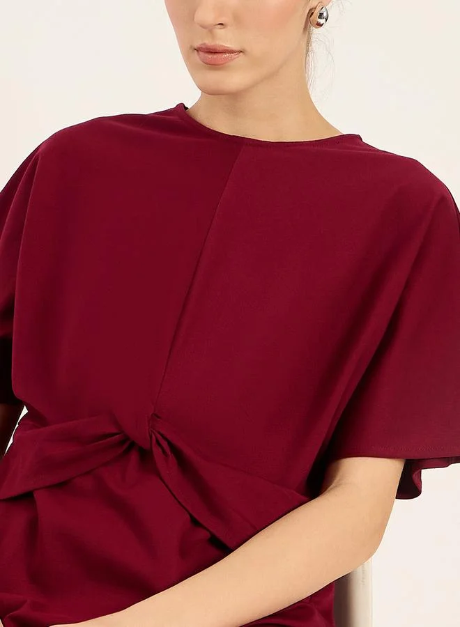 Femmella Femmella Solid Knot Detail Top and Pants Co-Ords