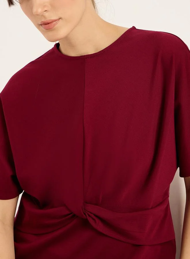 Femmella Femmella Solid Knot Detail Top and Pants Co-Ords