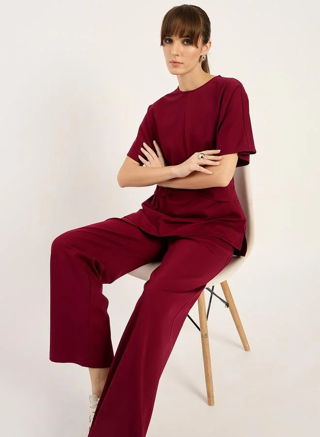 Femmella Femmella Solid Knot Detail Top and Pants Co-Ords