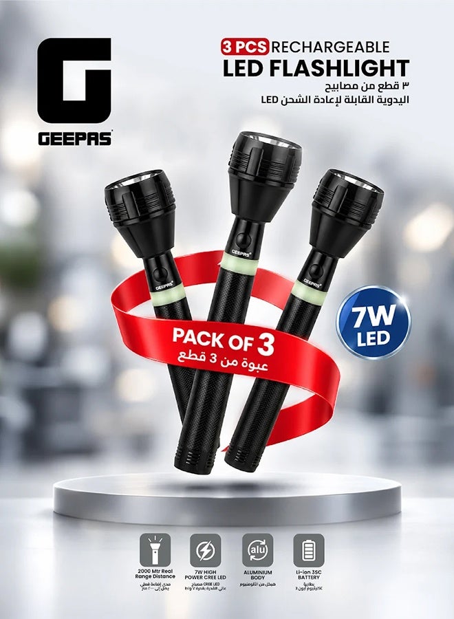 جيباس كشاف يدوي بإضاءة LED ‏3 في 1 قابل للشحن أسود - Image 3