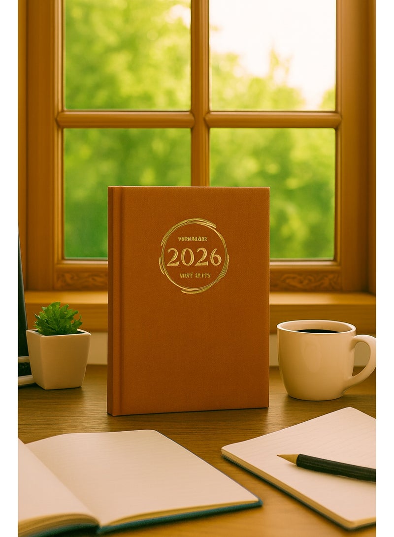 أجندة مكتبية سنوية لعام 2026 لتنظيم المواعيد والمهام اليومية والشهرية غلاف سادة أنيق للتخطيط اليومي والأعمال، مقاس 21 × 15 سم، قطعة واحدة، - Image 1