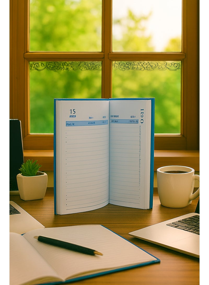أجندة مكتبية سنوية لعام 2026 لتنظيم المواعيد والمهام اليومية والشهرية غلاف سادة أنيق للتخطيط اليومي والأعمال، مقاس 21 × 15 سم، قطعة واحدة، - Image 2