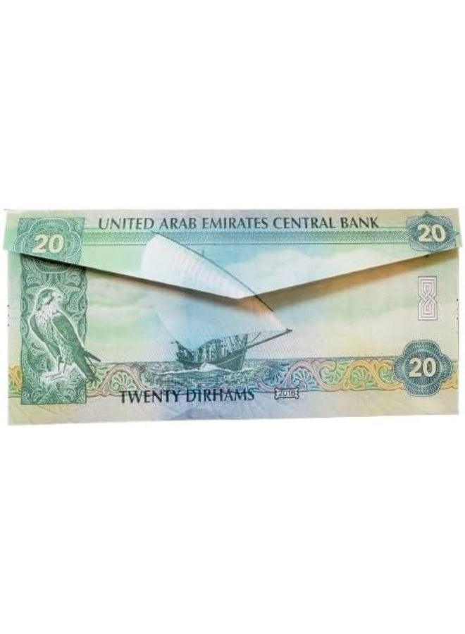 Harbour Delights - 10 Pcs Money Envelopes (20) Dirham Design - EIDI Envelope For Ramadan and Eid Party Event - Eid Gift - Image 1