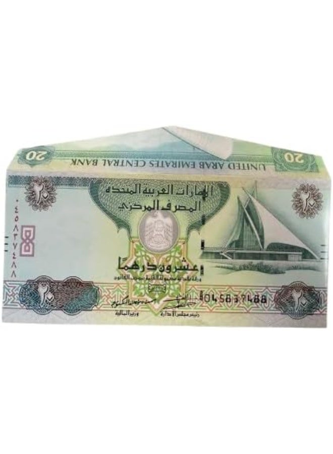 Harbour Delights - 10 Pcs Money Envelopes (20) Dirham Design - EIDI Envelope For Ramadan and Eid Party Event - Eid Gift - Image 2