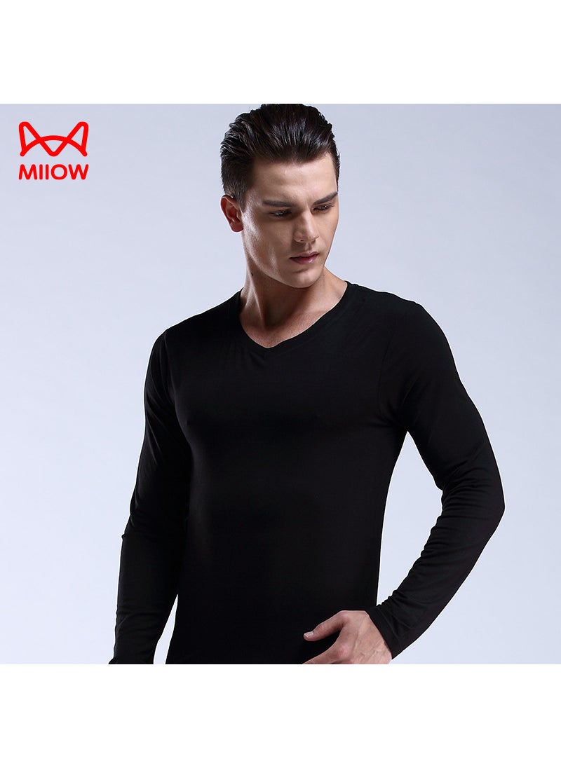 Generic Mens V-Neck Thermal Autumn Shirt Slim Fit Undershirt Warm Top Royal Blue  - Image 2