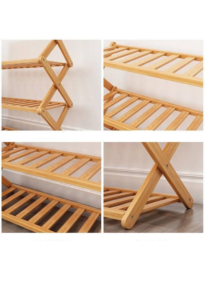 Generic Foldable Wooden Shoe Rack with 4 Tiers – Imported, Multi-functional for Shoes Storage, Book Organization, and Home Decor TH  - Image 4