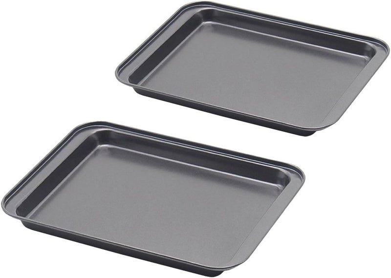 SCC Little Small Baking Sheets Nonstick Set of 2 (9.5inch X 7.1inch) - 8 Inch Nonstick Baking Toaster Oven Tray Cookie Sheets, 1 or 2 Person Household - Image 1