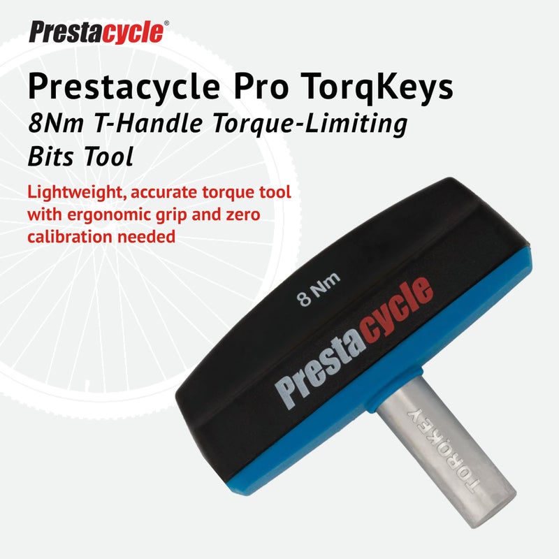 Prestacycle Pro TorqKeys 8Nm T-Handle Torque Limiting Tool â€“ Torque Wrench Bit with Ergonomic Low-Profile Grip, Magnetic 1/4" Hex Bit Retention, Durable Zinc Shaft - Image 2