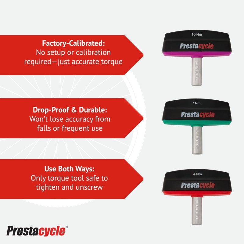 Prestacycle Pro TorqKeys 8Nm T-Handle Torque Limiting Tool â€“ Torque Wrench Bit with Ergonomic Low-Profile Grip, Magnetic 1/4" Hex Bit Retention, Durable Zinc Shaft - Image 3