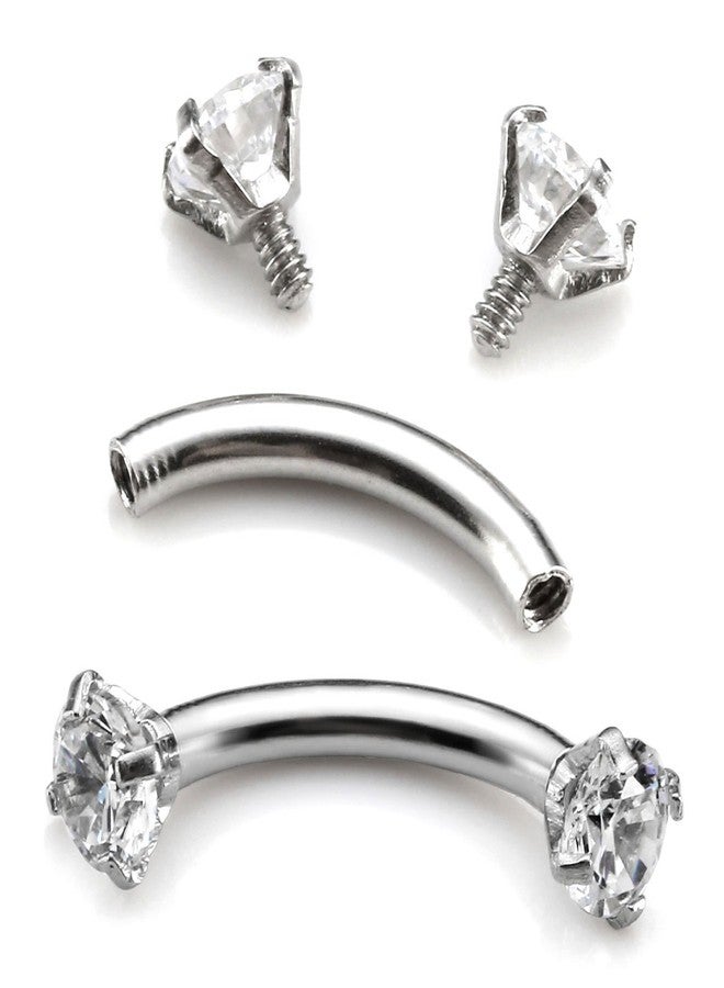 PiercingJ 2-5PCS 16G 3/8" (10MM) Stainless Steel Cubic Zirconia Gem(3MM) Internally Thread Curved Barbell Eyebrow Piercing Jewelry - Image 2