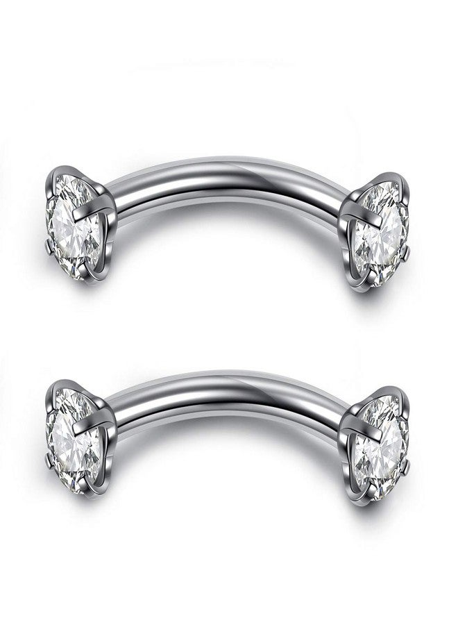 PiercingJ 2-5PCS 16G 3/8" (10MM) Stainless Steel Cubic Zirconia Gem(3MM) Internally Thread Curved Barbell Eyebrow Piercing Jewelry - Image 1