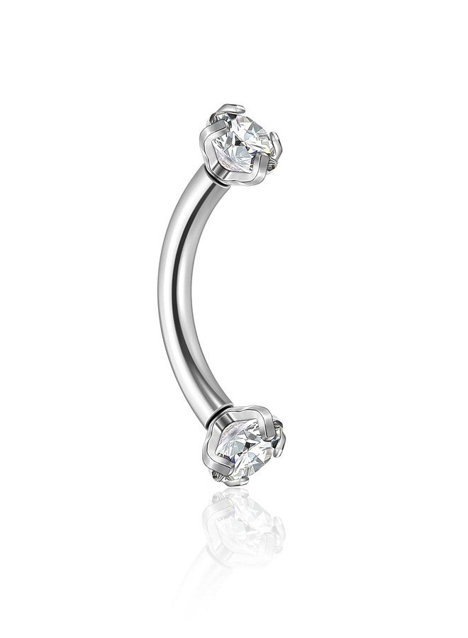 PiercingJ 2-5PCS 16G 3/8" (10MM) Stainless Steel Cubic Zirconia Gem(3MM) Internally Thread Curved Barbell Eyebrow Piercing Jewelry - Image 3
