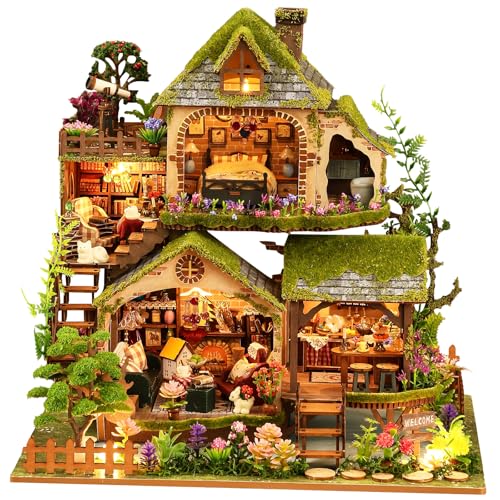 Spilay DIY Miniature House Kit DIY Dollhouse Kit with Music Box Forest Adventures 3D Wooden Puzzle Book Nook Kit for Adult Bookshelf DecorGift for Birthday Halloween Christmas - Image 1