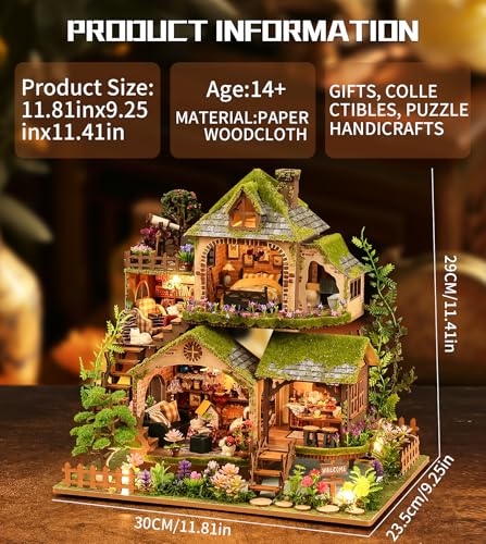 Spilay DIY Miniature House Kit DIY Dollhouse Kit with Music Box Forest Adventures 3D Wooden Puzzle Book Nook Kit for Adult Bookshelf DecorGift for Birthday Halloween Christmas - Image 5