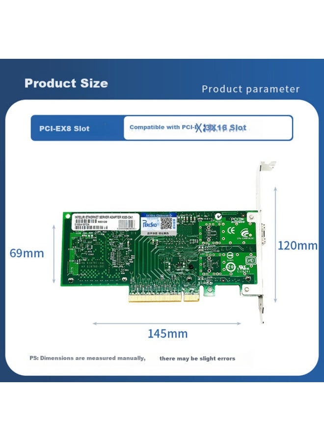 Percko Intel 82599 Chip Pci-Ex8 10G 10 Gigabit Fiber Optic Network Card X520-Da1 Sfp+ Server E10G41Bf Compatible With X520T1 M2 To 10 Gigabit Network Card - Image 2