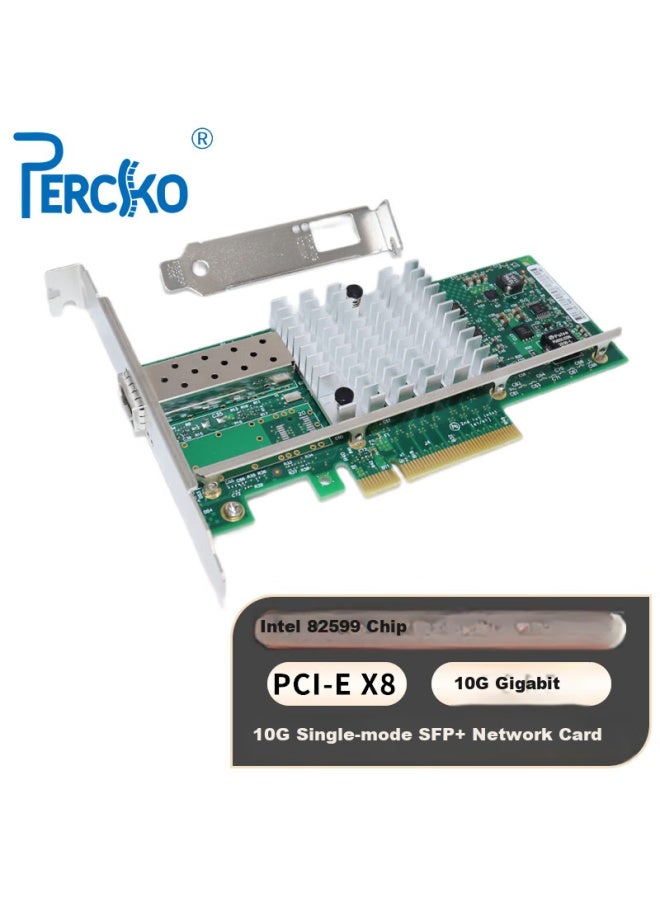 Percko Intel 82599 Chip Pci-Ex8 10G 10 Gigabit Fiber Optic Network Card X520-Da1 Sfp+ Server E10G41Bf Compatible With X520T1 M2 To 10 Gigabit Network Card - Image 1
