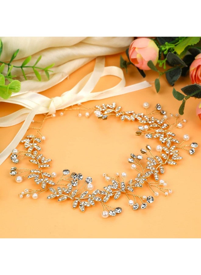 Sliverdew Flower Girl Headpiece Bridal Wedding Rhinestone Hair Accessories For Wedding Gold Crystal Headpiece Crystal Headband Pearl Hair Jewelry Wedding Hairband Princess Headpiece - Image 3