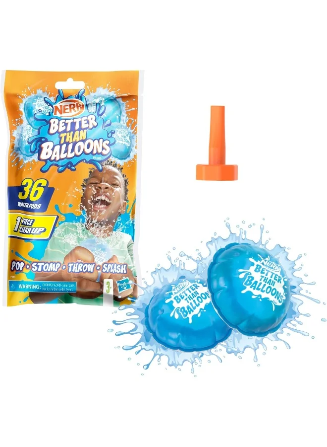 NERF NERF Better Than Balloons Water Toys, Easy 1 Piece Clean Up, 36 Pods, Lots of Ways to Play, Backyard Water Fun, Gifts for Kids, Ages 3+