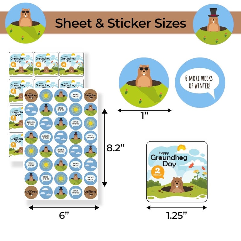 Joyful Artistry 260Pcs Groundhog Day Stickers for Kids & Classroom - Happy Groundhog Day Sticker Set for Crafting Marmot Party Decorations, Cards, Poster, Party Favors, Arts and Crafts - Image 3