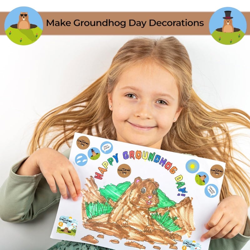 Joyful Artistry 260Pcs Groundhog Day Stickers for Kids & Classroom - Happy Groundhog Day Sticker Set for Crafting Marmot Party Decorations, Cards, Poster, Party Favors, Arts and Crafts - Image 5
