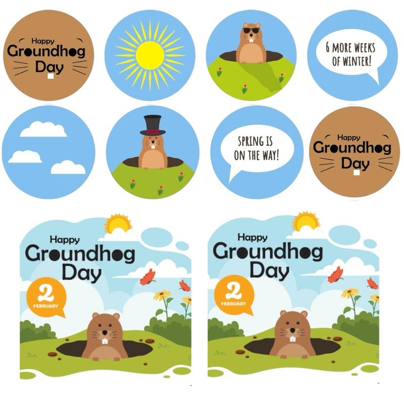Joyful Artistry 260Pcs Groundhog Day Stickers for Kids & Classroom - Happy Groundhog Day Sticker Set for Crafting Marmot Party Decorations, Cards, Poster, Party Favors, Arts and Crafts - Image 1
