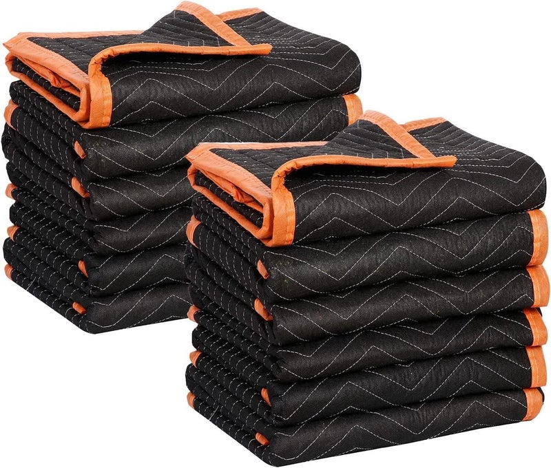 Simpli-Magic 79523 Heavy Duty Padded Moving Blankets, Black/Orange, 72” x 80”, 12 Pack - Image 1