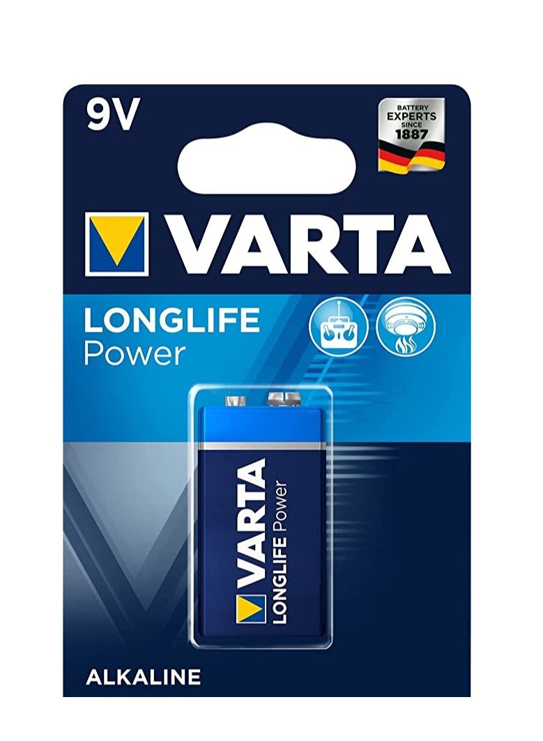 VARTA Varta Longlife Power 9V Block Alkaline Battery Value Pack of 2 