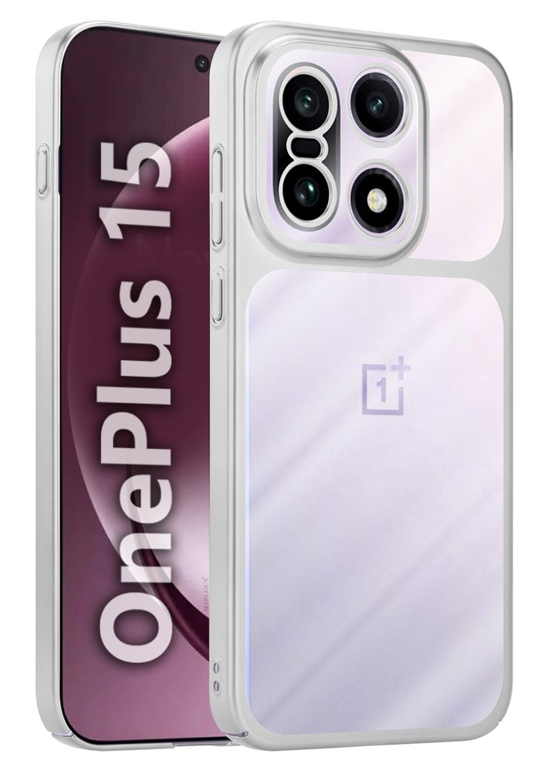 CATANES Electroplated PC Case for OnePlus 15 - Raised Camera Guard and Shock-Absorbing Edges - Clear - Side Silver - Image 1