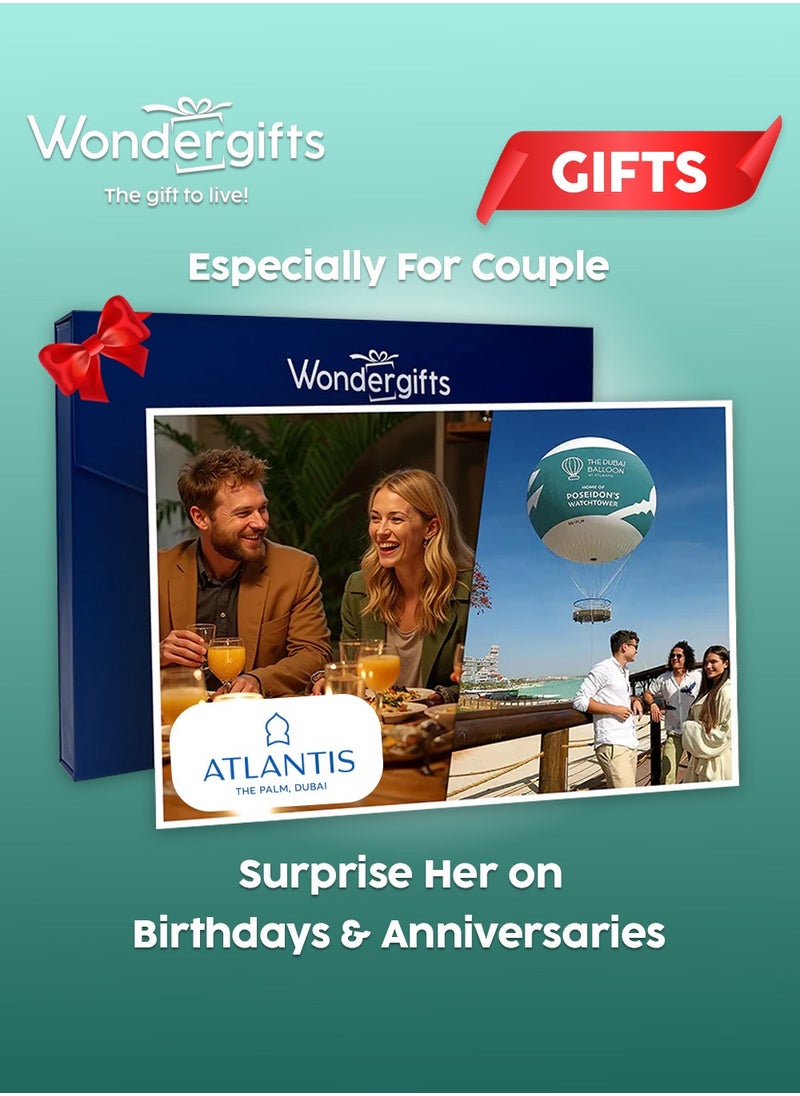 Wondergifts Dubai Balloon Flight & Dinner for Two at Atlantis The Palm Experience Gift with Free Spa Voucher  - Image 1