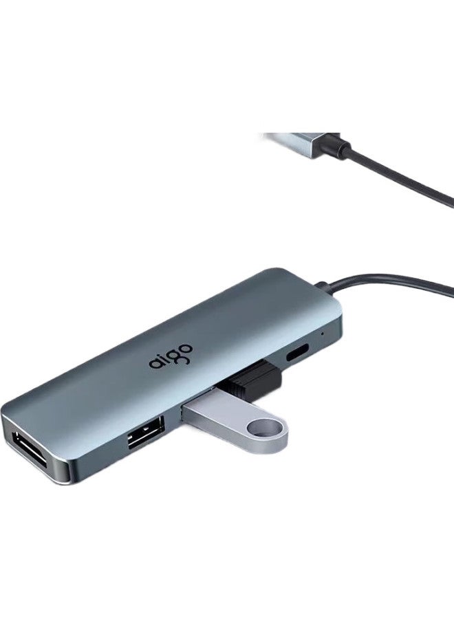 aigo Type-C Hub Usb Splitter Hdmi Adapter Hub Hub Laptop Adapter Pd100W Fast Charging Usb Expansion Dock T05-H1 (Metal) - Image 3