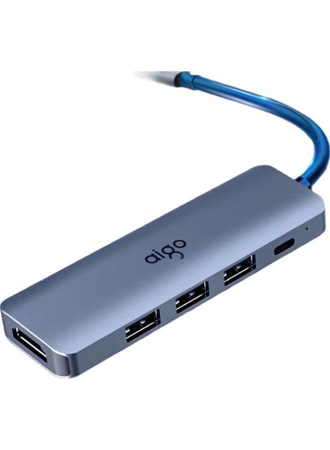 aigo Type-C Hub Usb Splitter Hdmi Adapter Hub Hub Laptop Adapter Pd100W Fast Charging Usb Expansion Dock T05-H1 (Metal) - Image 2