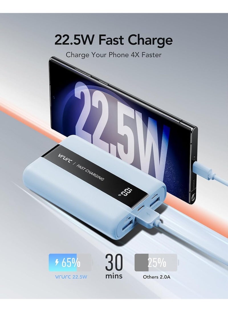 VRURC Power Bank 20000mAh smallest USB C 22.5W Portable charger PD & QC 3.0 Fast Charging power delivery Battery Bank LED Display Lightweight Compact Compatible with iPad, iPhone,Samsung - Image 4