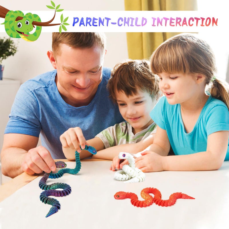 uyrzwek 4 Pcs 12in 3D Printed Snake Toys,3D Printed Animals for Easter Eggs Filled,Easter Basket Stuffers Essentials,Home Decor Christmas Fidget Toys Gifts Easter Decorations for Kids - Image 3