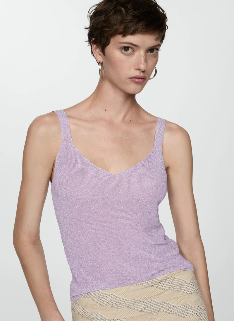 MANGO Scoop Neck Top