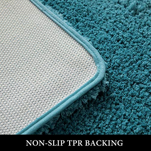 MIULEE Set of 2 Non Slip Shaggy Bathroom Rugs Extra Thick Soft Bath Mats Plush Microfiber Absorbent Water for Tub Shower Machine Washable (Teal, 16x24 inches) - Image 4